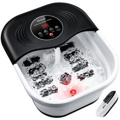 KNQZE Collapsible Foot Spa with Heat and Massage Rollers, Bubble, Red Light & Temp Control, Foot Care Soaker Tub for Home Use