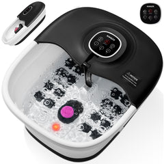 KNQZE Electric Collapsible Foot Spa with Heat, 16 Massage Rollers, Bubble, Deep Tissue Muscle Relaxation, Foot Care Soaker Tub for Home Use, Pedicure Massager, Remote Control, Black