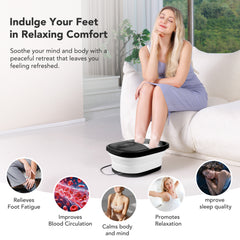 KNQZE Collapsible Electric Foot Spa with Heat-Maintaining, Bubbles & 8 Shiatsu Rollers - Portable Foot Massage Tub for Relaxation, Red Light, Black