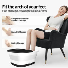 KNQZE Electric Collapsible Foot Spa with Heat, 16 Massage Rollers, Bubble, Deep Tissue Muscle Relaxation, Foot Care Soaker Tub for Home Use, Pedicure Massager, Remote Control, Black
