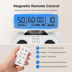 KNQZE Rechargeable Foot Massager Machine, with Remote Control, 10 Massage Modes 50 Intensity Levels, Wireless for Muscle Relaxation, Includes 4 Gel Pads, White