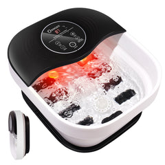 KNQZE Collapsible Foot Spa with Heat and Massage Rollers, Bubble, Red Light & Temp Control, Foot Care Soaker Tub for Home Use