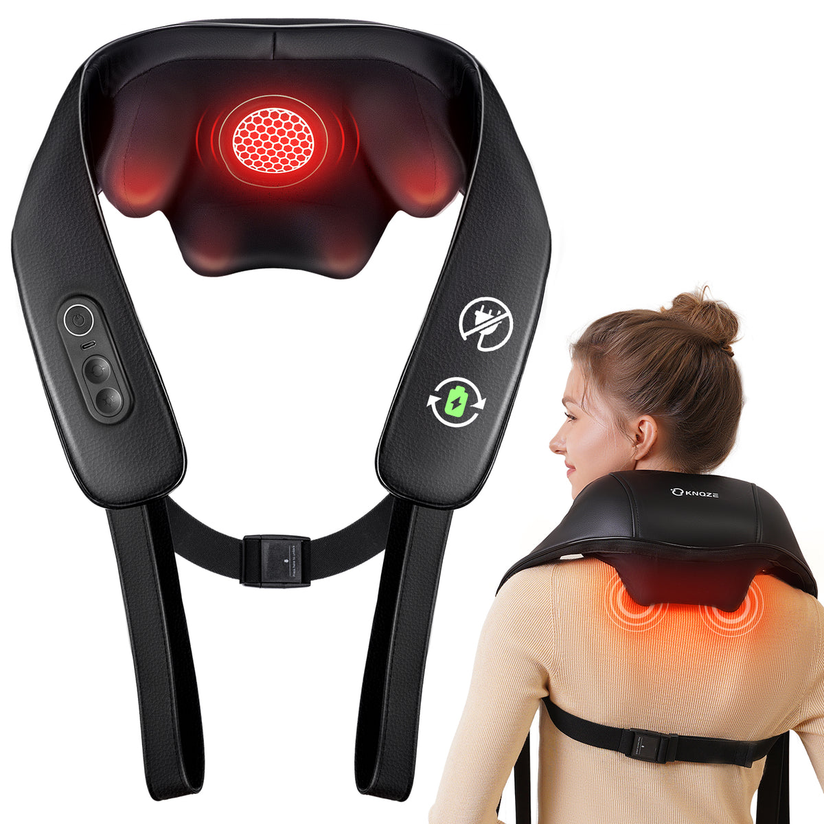 Neck and Shoulder Massager with Heat, Cordless Back and Neck Massager, FSA HSA Eligible, Upgraded Graphene Heating, 4D Shiatsu Deep Kneading Massage for Shoulder, Back, Lumbar, Leg, Gifts for Dad, Man