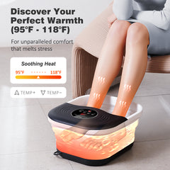 KNQZE Collapsible Foot Spa with Heat and Massage Rollers, Bubble, Red Light & Temp Control, Foot Care Soaker Tub for Home Use