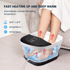 KNQZE Collapsible Foot Spa with Heat and Massage Rollers, Bubble, Red Light & Temp Control, Foot Care Soaker Tub for Home Use