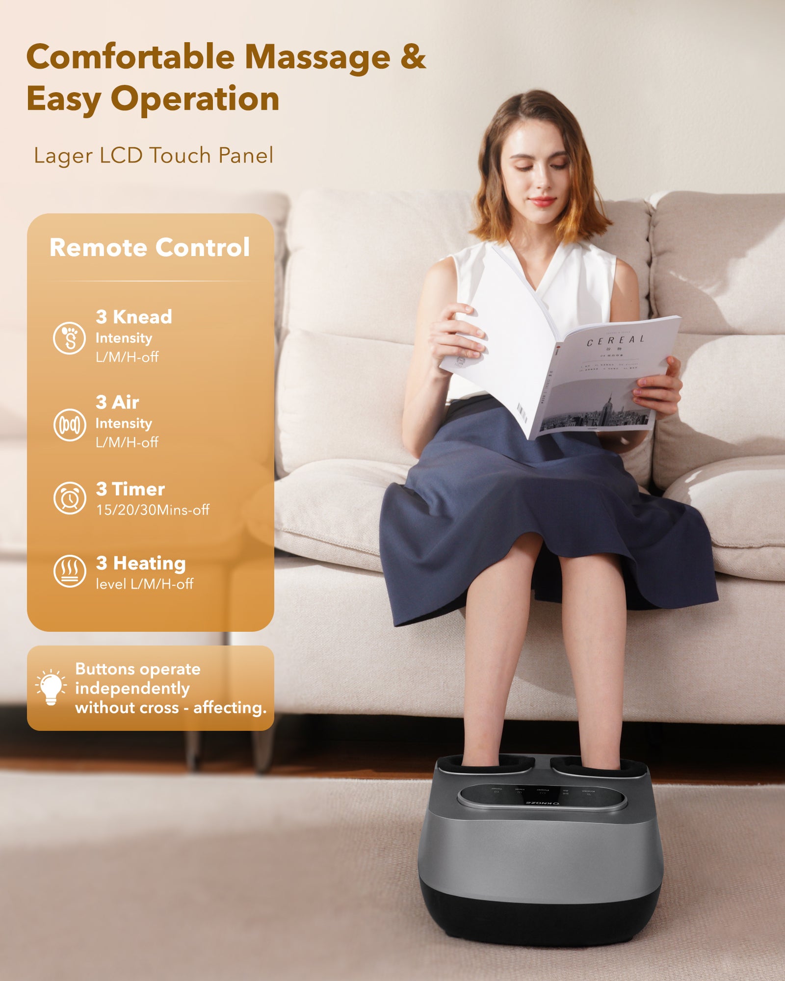 Foot Massager with Heat and Remote, Shiatsu Deep Kneading Feet Massager for Plantar Fasciitis & Neuropathy, Foot Warmer, Gifts for Mom Women Men Dad, Fits Up to Men Size 12(Gold)