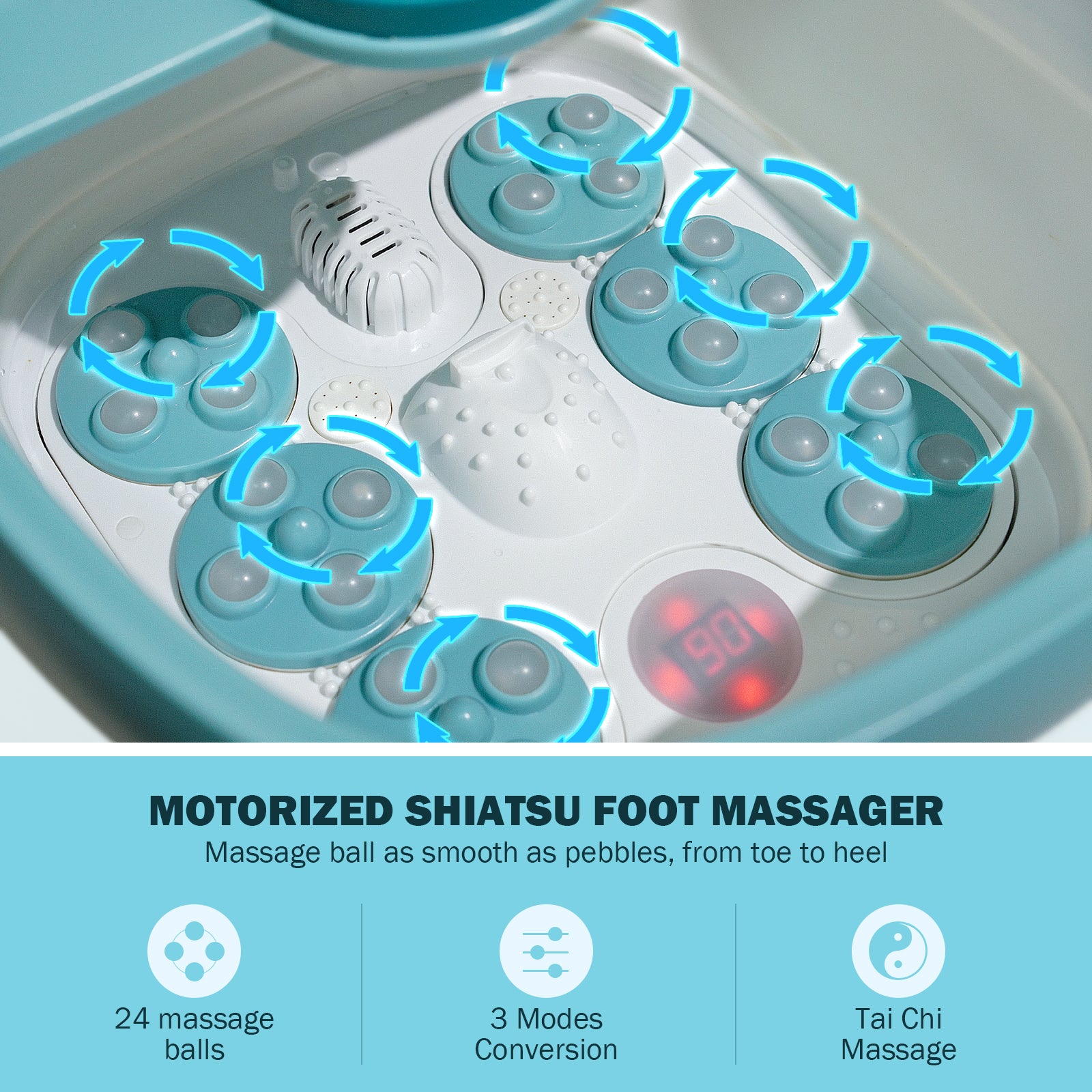 KNQZE Motorized Electric Collapsible Foot Spa with Heat and Jets