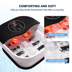 KNQZE Collapsible Foot Spa with Heat and Massage Rollers, Bubble, Red Light & Temp Control, Foot Care Soaker Tub for Home Use