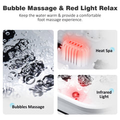 KNQZE Collapsible Foot Spa with Heat and Massage Rollers, Bubble, Red Light & Temp Control, Foot Care Soaker Tub for Home Use