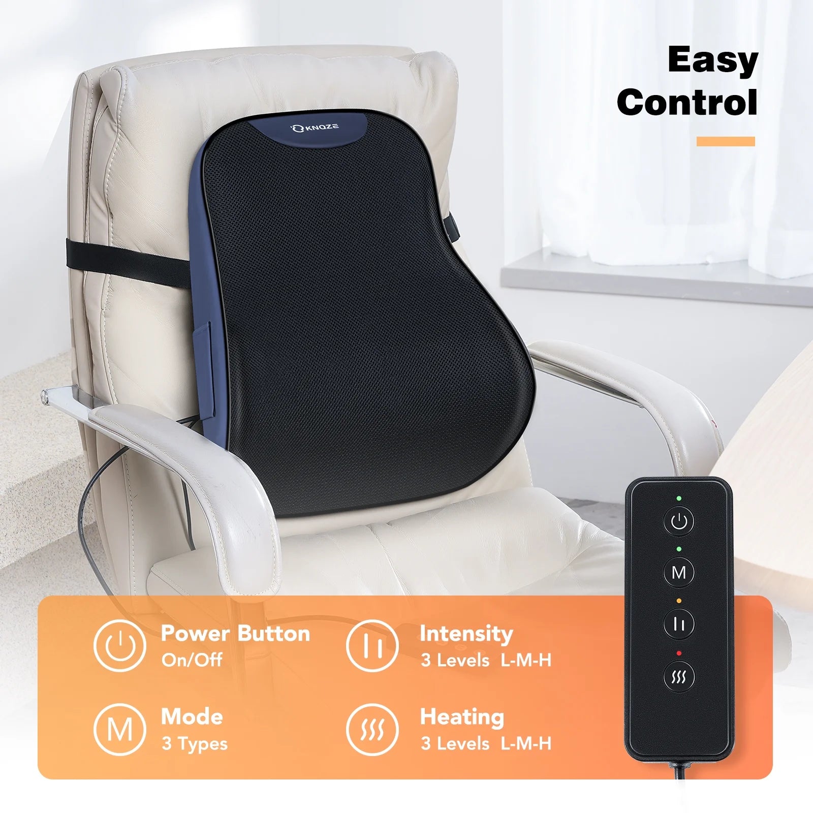 KNQZE Lumbar Support Pillow with Heat and Vibration
