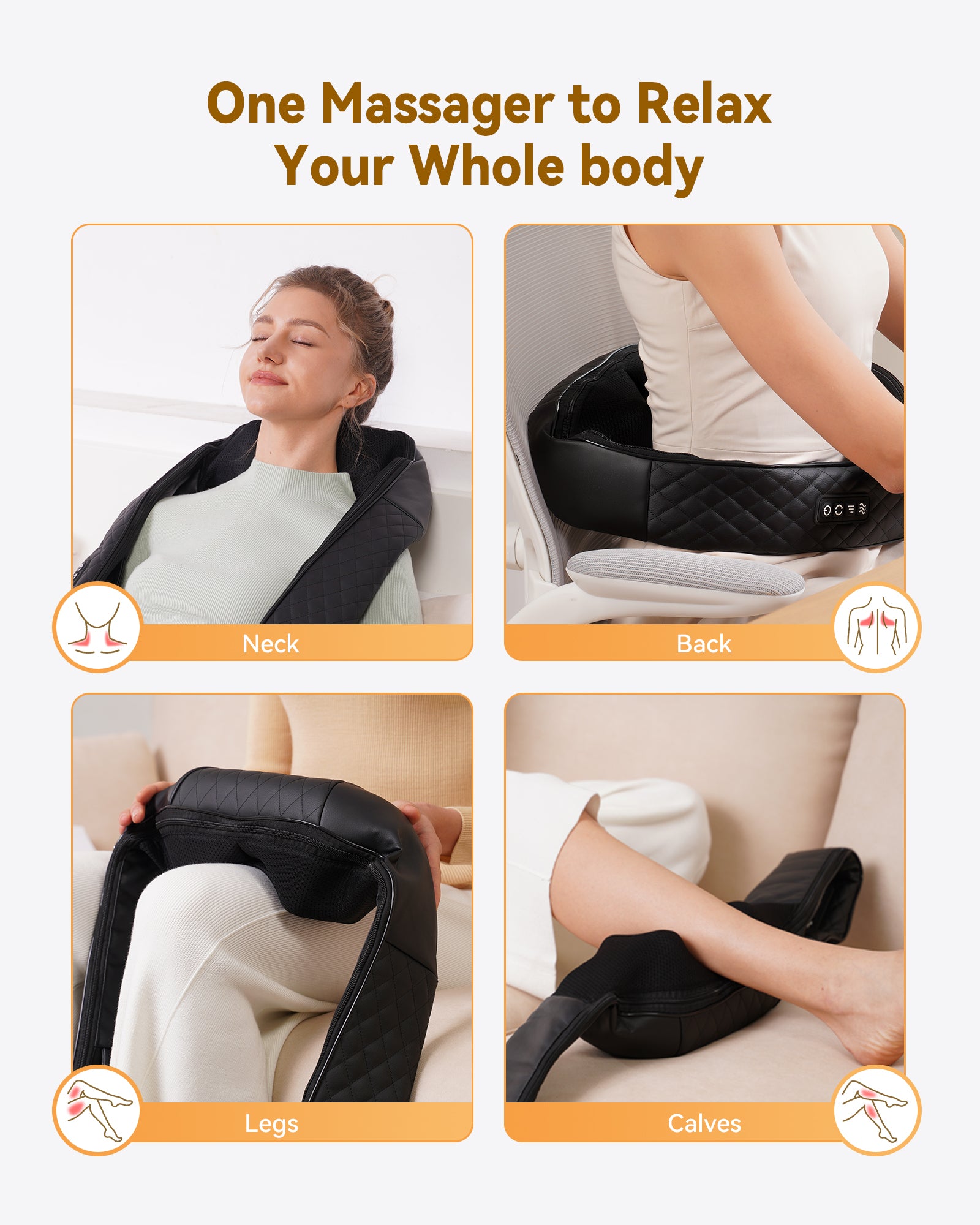 Shiatsu Neck and Back Massager with Heat, Neck and Shoulder Massager, 4D Deep Tissue Kneading Massage Pillow for Shoulder, Back, Leg Muscle Pain Relief, Gifts for Mom Woman, Not Cordless