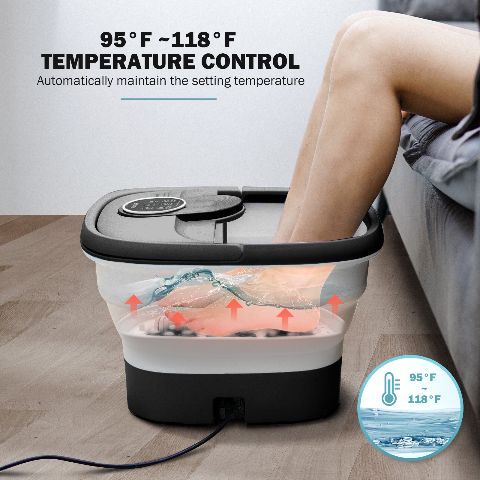 KNQZE Motorized Electric Collapsible Foot Spa with Heat and Jets