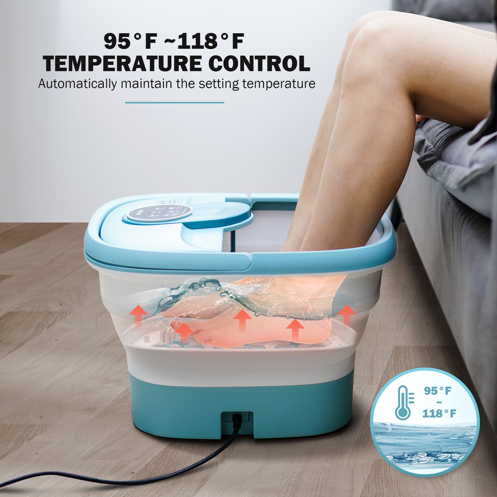 KNQZE Motorized Electric Collapsible Foot Spa with Heat and Jets