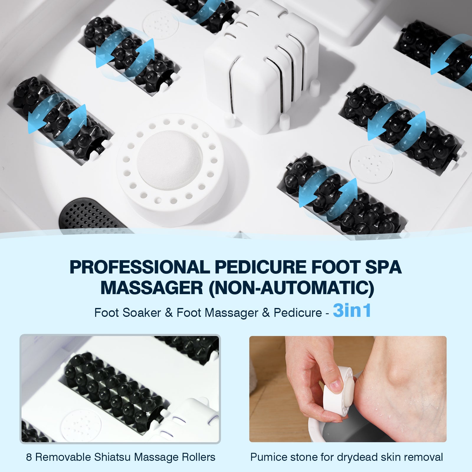 KNQZE Collapsible Foot Spa with Heat and Massage Rollers, Bubble, Red Light & Temp Control, Foot Care Soaker Tub for Home Use