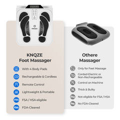 KNQZE Rechargeable Foot Massager Machine, with Remote Control, 10 Massage Modes 50 Intensity Levels, Wireless for Muscle Relaxation, Includes 4 Gel Pads, White
