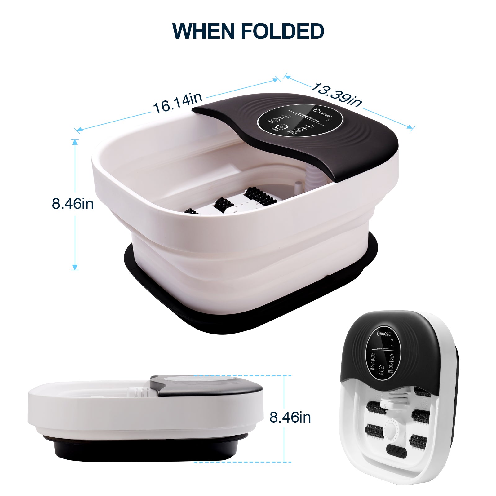 KNQZE Collapsible Foot Spa with Heat and Massage Rollers, Bubble, Red Light & Temp Control, Foot Care Soaker Tub for Home Use