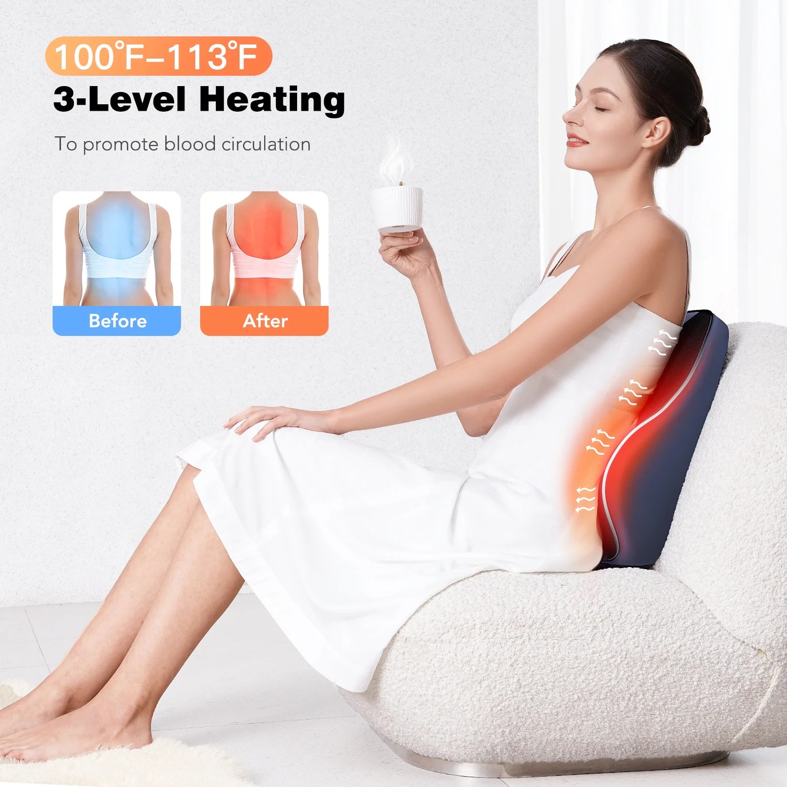 KNQZE Lumbar Support Pillow with Heat and Vibration