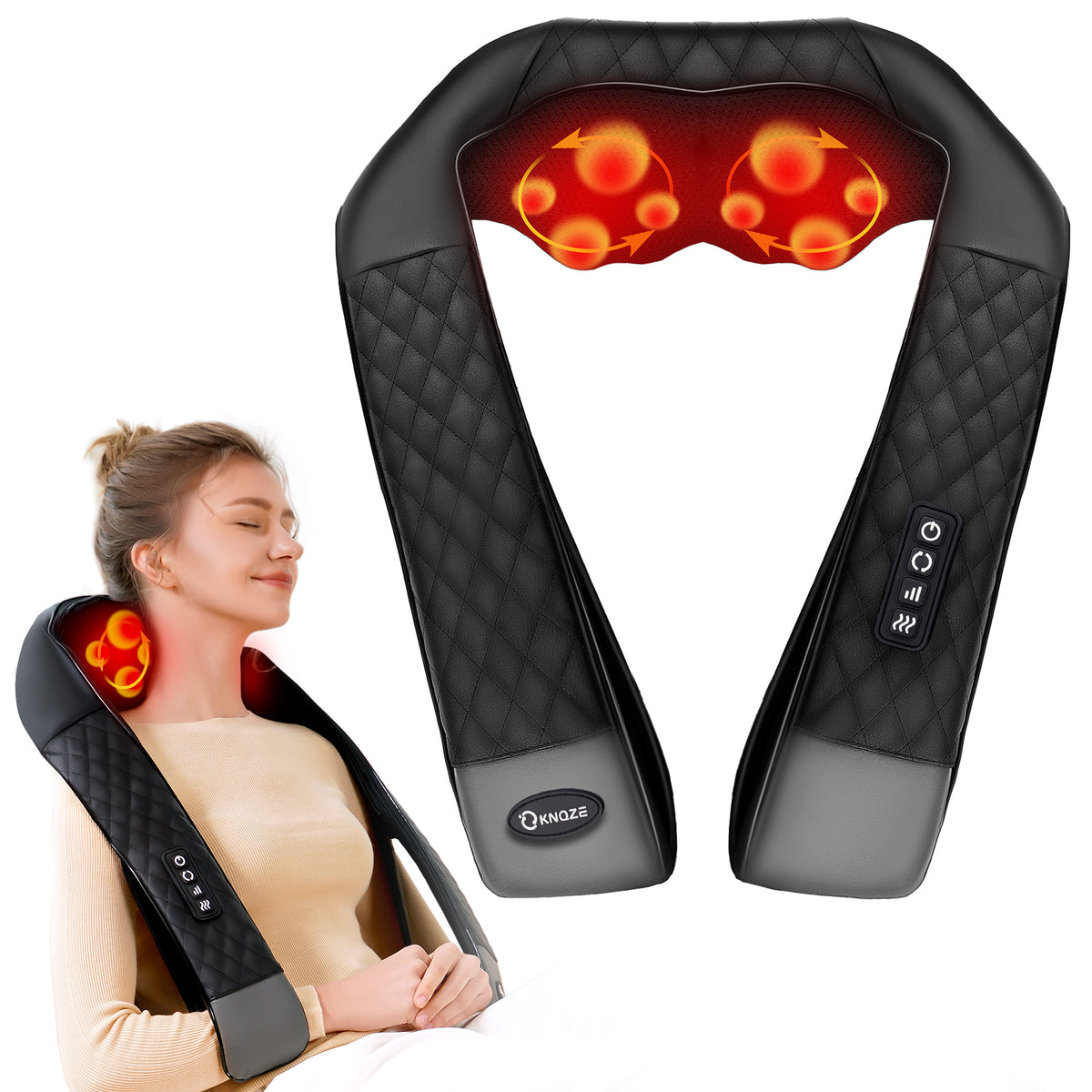 Shiatsu Neck and Back Massager with Heat, Neck and Shoulder Massager, 4D Deep Tissue Kneading Massage Pillow for Shoulder, Back, Leg Muscle Pain Relief, Gifts for Mom Woman, Not Cordless