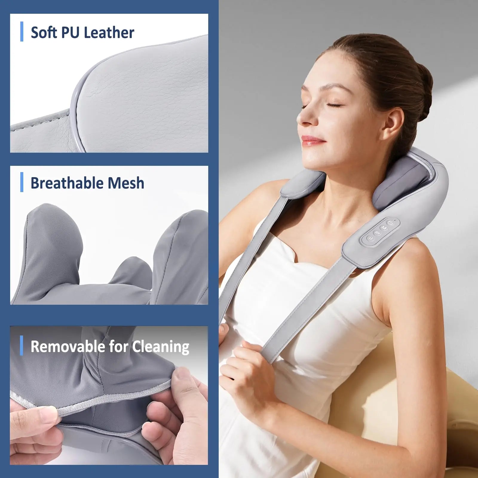 Neck Massager with Heat-Gray