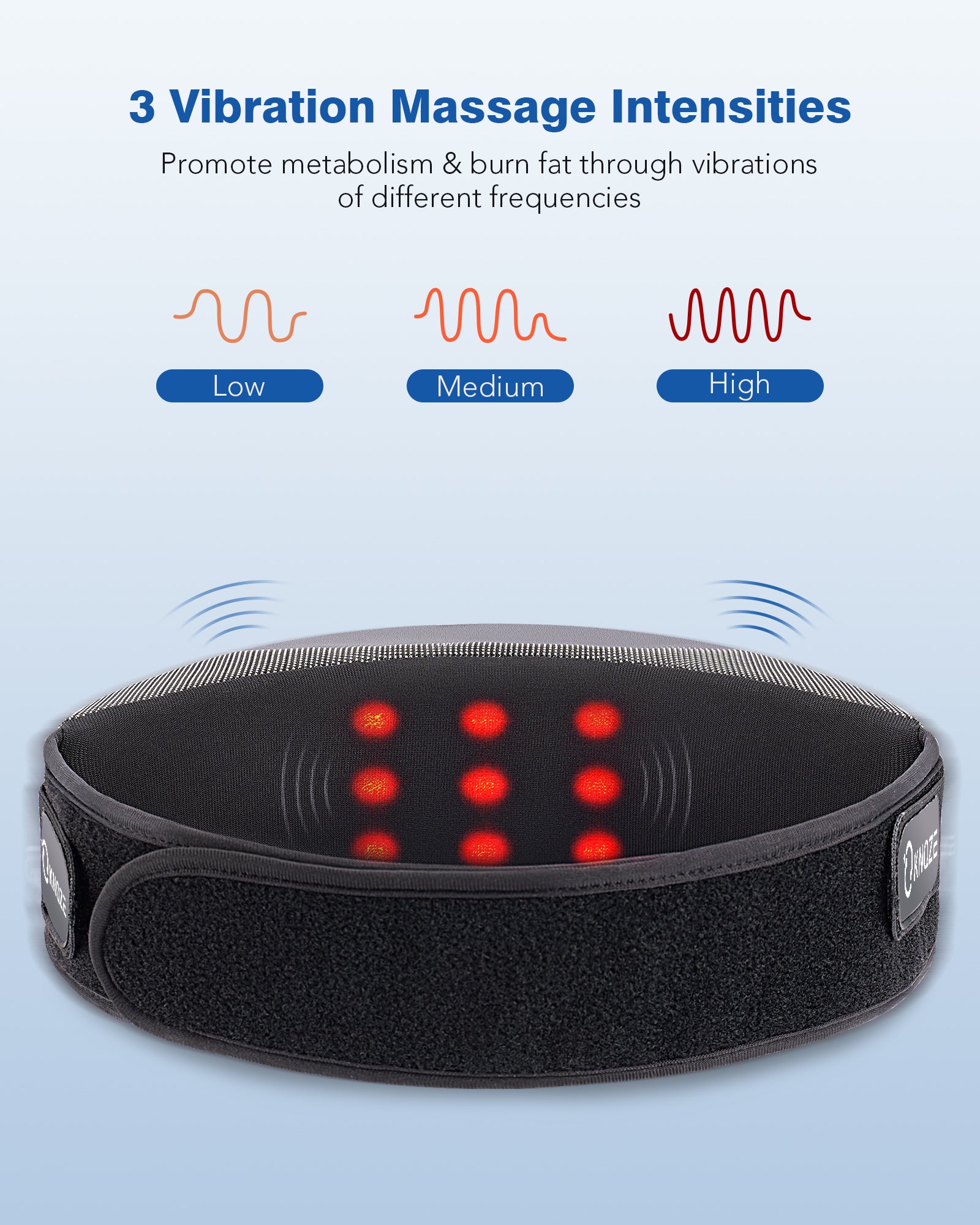 Cordless Back Massager Belt, Heating Pad with 2 Heating Levels, 3 Vibration Modes, Stomach Massager for Digestion, Red Light Therapy Massage Belt for Back Pain Relief, Gifts for Women Men