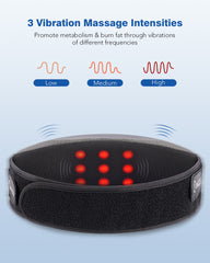 Cordless Back Massager Belt, Heating Pad with 2 Heating Levels, 3 Vibration Modes, Stomach Massager for Digestion, Red Light Therapy Massage Belt for Back Pain Relief, Gifts for Women Men