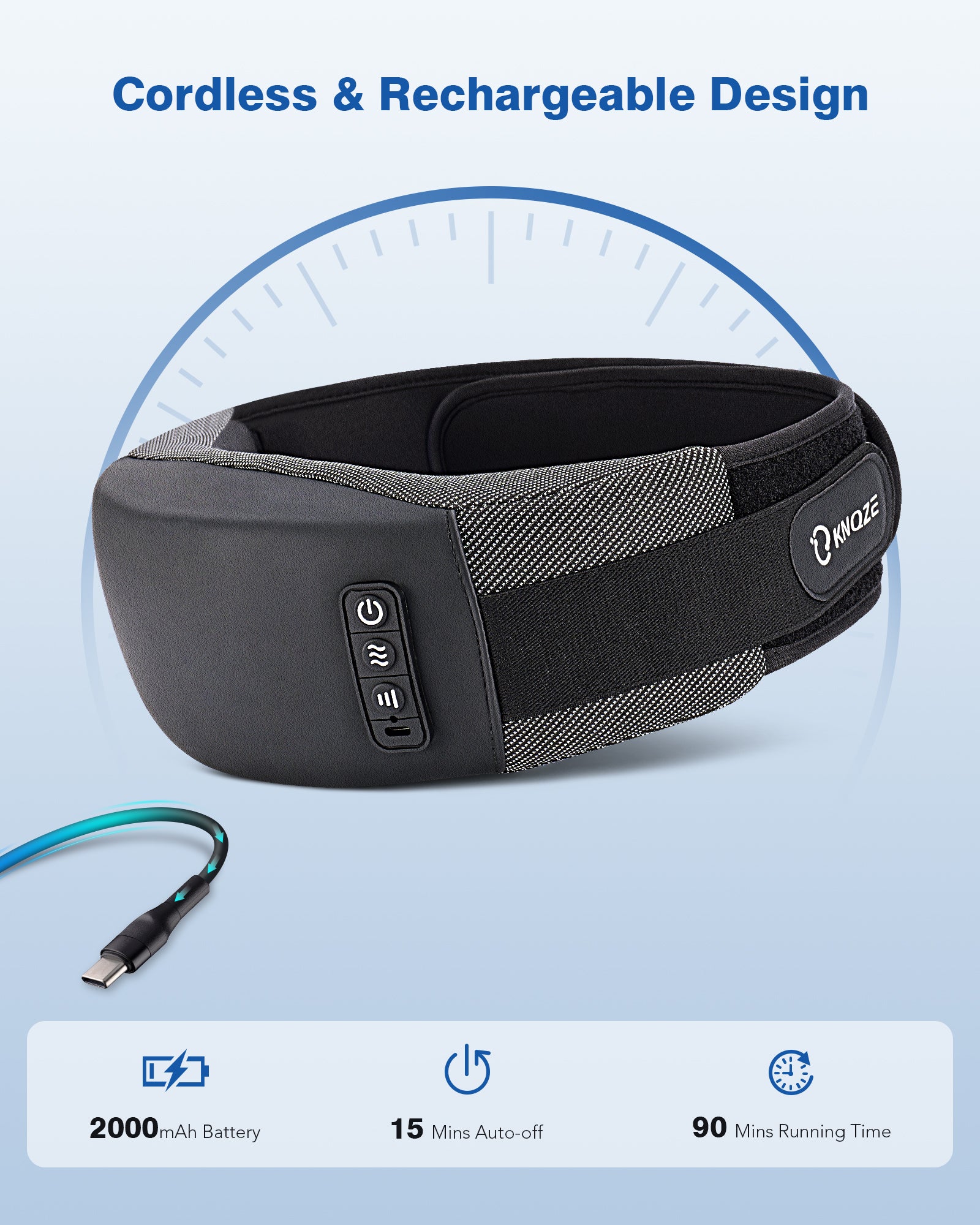 Cordless Back Massager Belt, Heating Pad with 2 Heating Levels, 3 Vibration Modes, Stomach Massager for Digestion, Red Light Therapy Massage Belt for Back Pain Relief, Gifts for Women Men