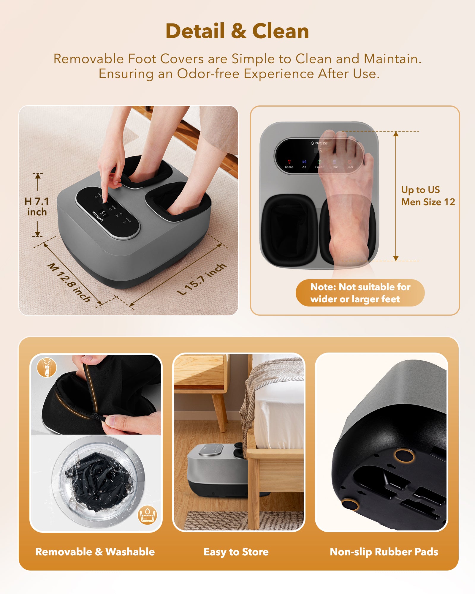 Foot Massager with Heat and Remote, Shiatsu Deep Kneading Feet Massager for Plantar Fasciitis & Neuropathy, Foot Warmer, Gifts for Mom Women Men Dad, Fits Up to Men Size 12(Gold)