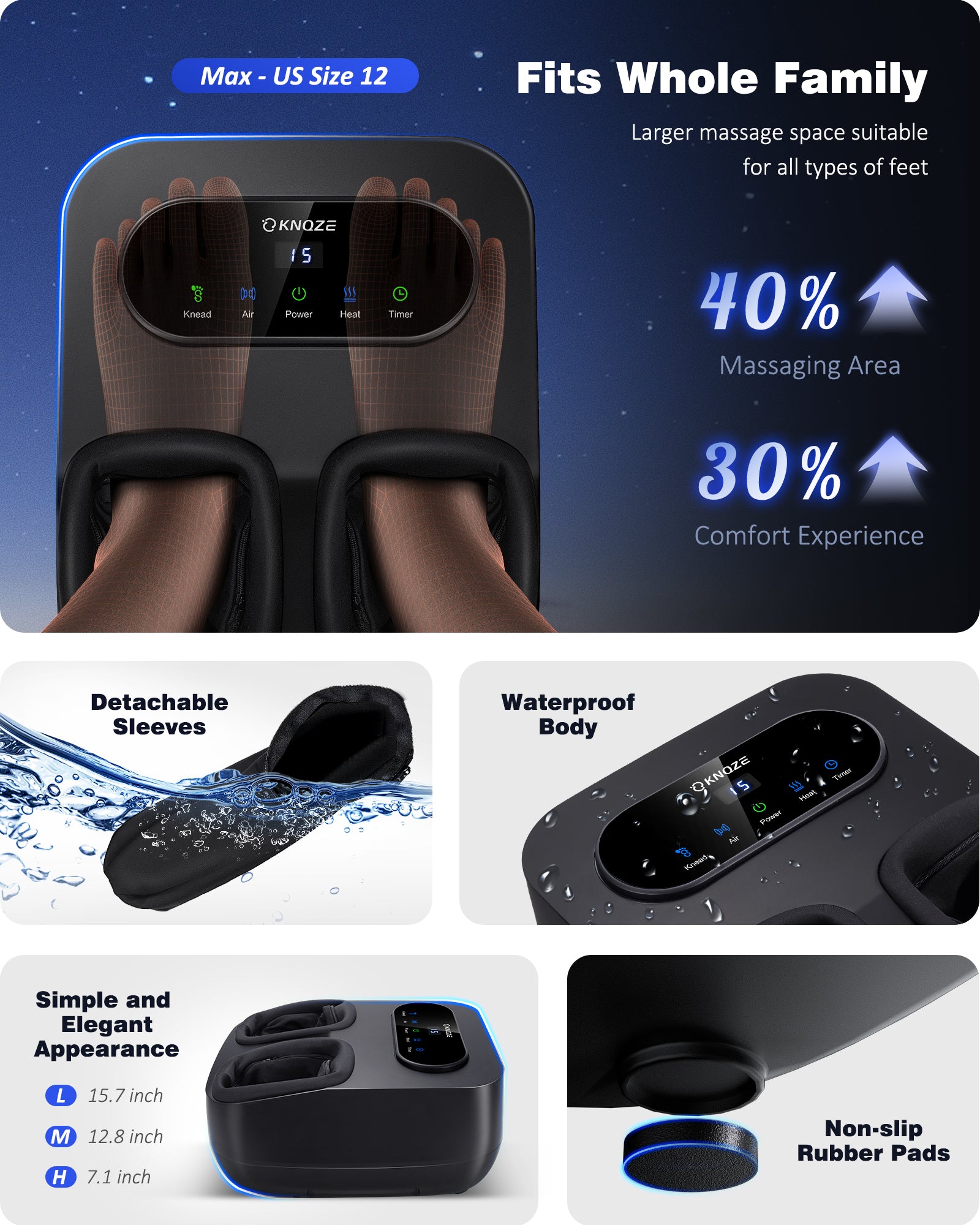 Foot Massager with Heat and Remote, Shiatsu Deep Kneading Feet Massager for Plantar Fasciitis & Neuropathy, Foot Warmer, Gifts for Mom Women Men Dad, Fits Up to Men Size 12
