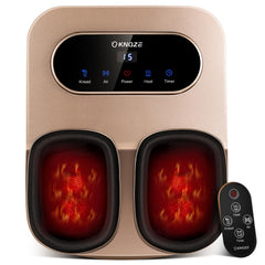 KNQZE Foot Massager with Heat and Remote, Shiatsu Deep Kneading Foot Massager & Foot Warmer, Fits Up to Men’s Size 12 (Gold)