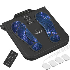 KNQZE Rechargeable Foot Massager Machine, with Remote Control, 10 Massage Modes 50 Intensity Levels, Wireless for Muscle Relaxation, Includes 4 Gel Pads, Black