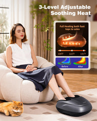 KNQZE Shiatsu Foot Massager Machine with Heat & Remote, Deep Kneading Feet Massager, 3 Heat Levels, Multi-Mode, Auto-Off Timers