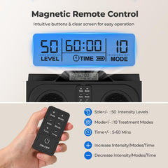KNQZE Rechargeable Foot Massager Machine, with Remote Control, 10 Massage Modes 50 Intensity Levels, Wireless for Muscle Relaxation, Includes 4 Gel Pads, Black