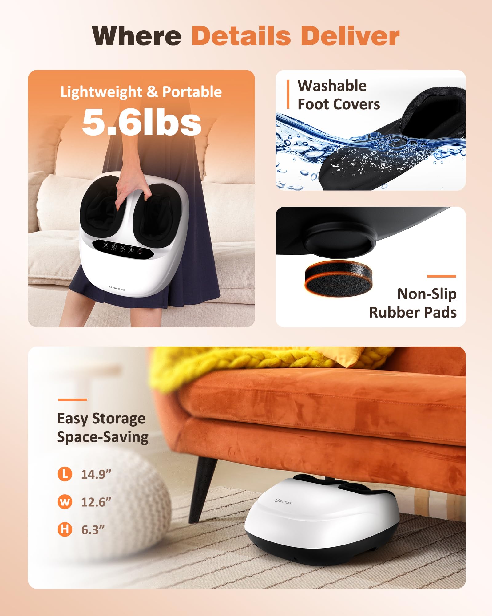 KNQZE Shiatsu Foot Massager Machine with Heat & Remote, Deep Kneading Feet Massager, 3 Heat Levels, Multi-Mode, Auto-Off Timers