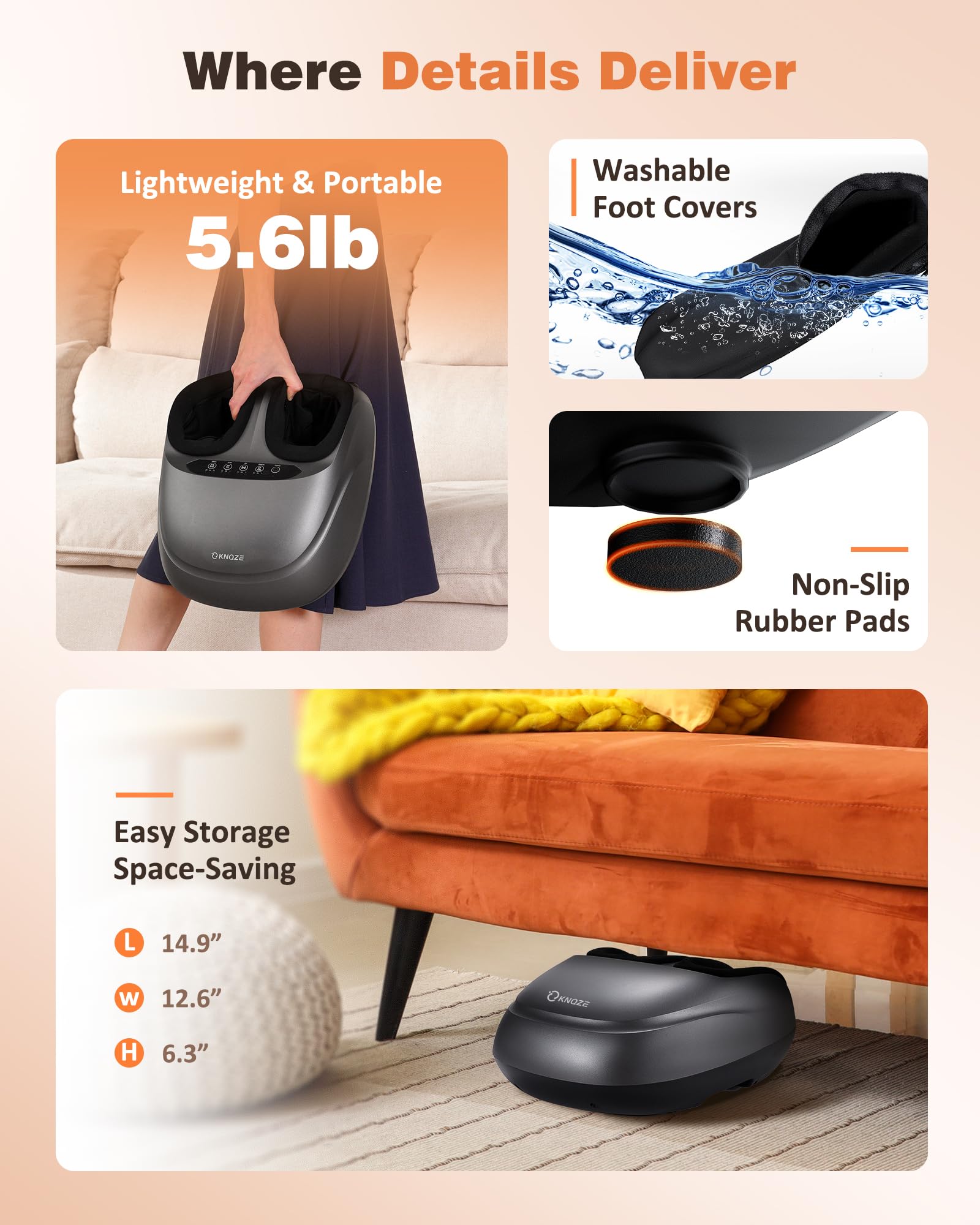 KNQZE Shiatsu Foot Massager Machine with Heat & Remote, Deep Kneading Feet Massager, 3 Heat Levels, Multi-Mode, Auto-Off Timers