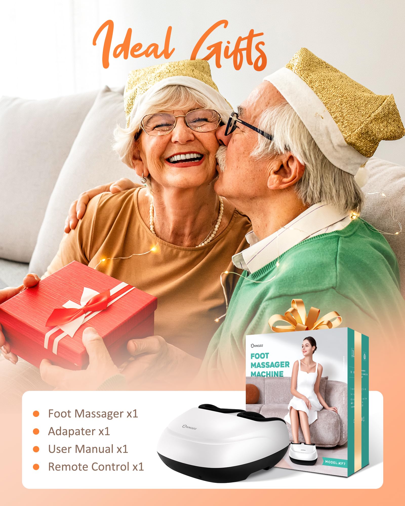 KNQZE Shiatsu Foot Massager Machine with Heat & Remote, Deep Kneading Feet Massager, 3 Heat Levels, Multi-Mode, Auto-Off Timers
