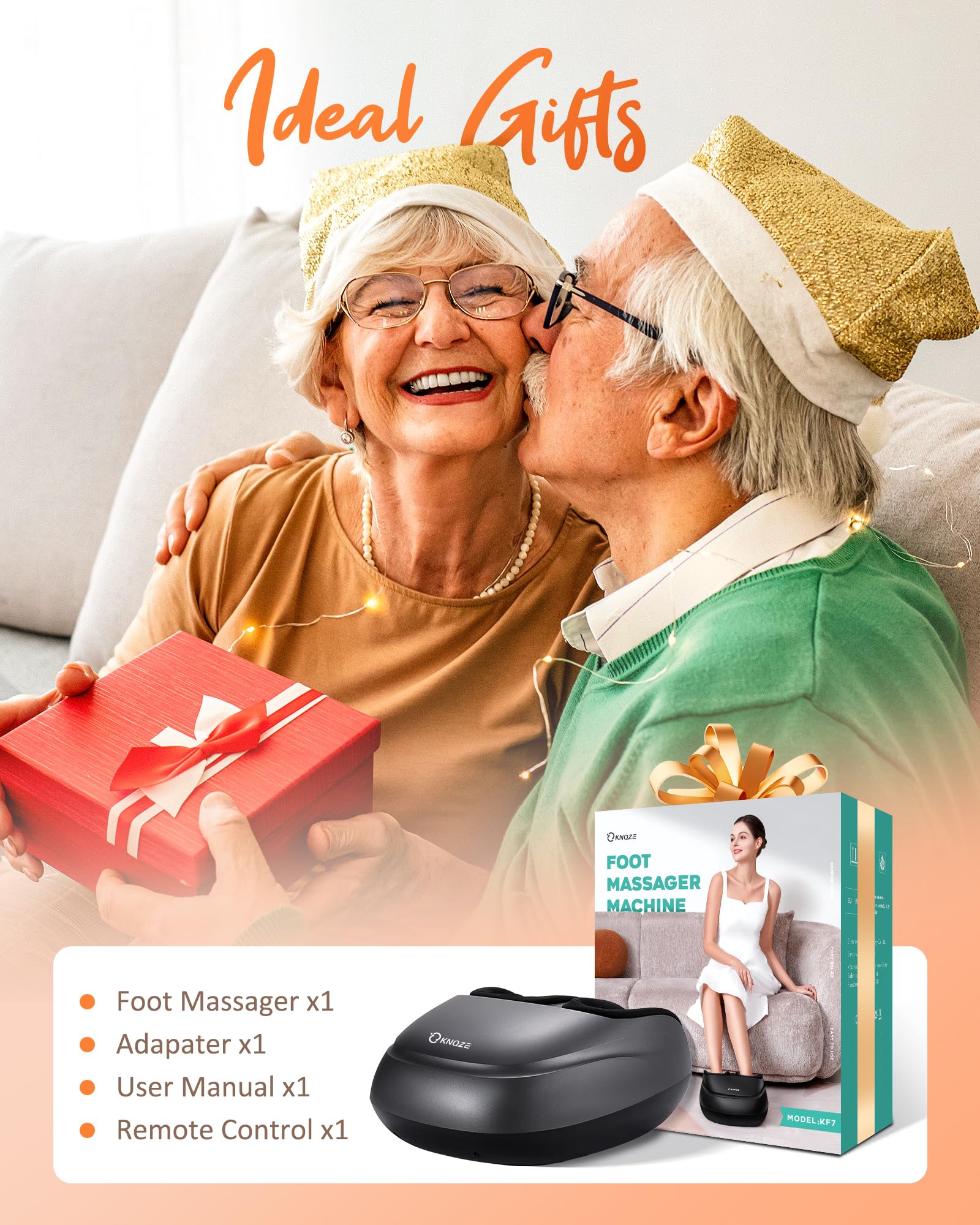 KNQZE Shiatsu Foot Massager Machine with Heat & Remote, Deep Kneading Feet Massager, 3 Heat Levels, Multi-Mode, Auto-Off Timers