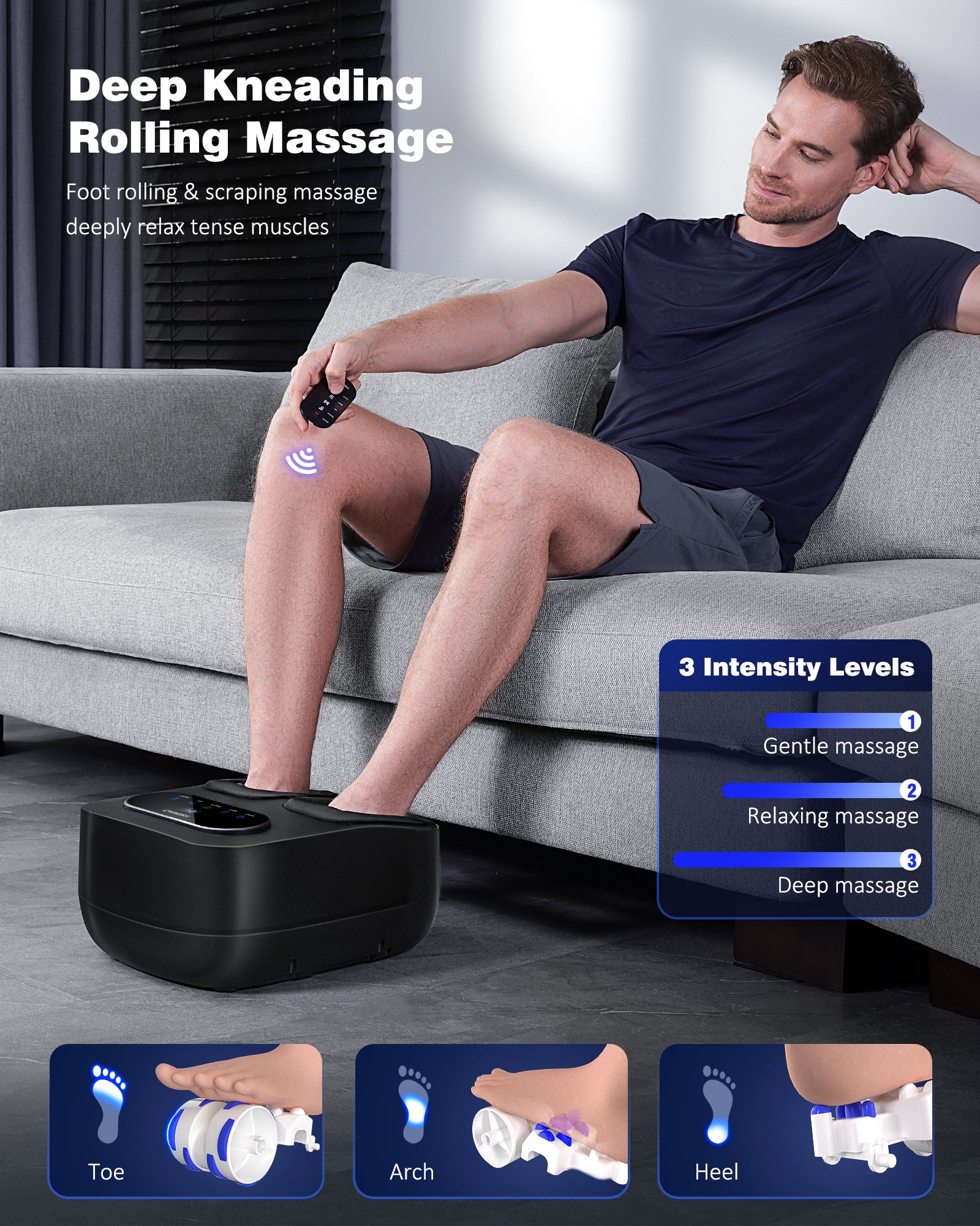 Foot Massager with Heat and Remote, Shiatsu Deep Kneading Feet Massager for Plantar Fasciitis & Neuropathy, Foot Warmer, Gifts for Mom Women Men Dad, Fits Up to Men Size 12